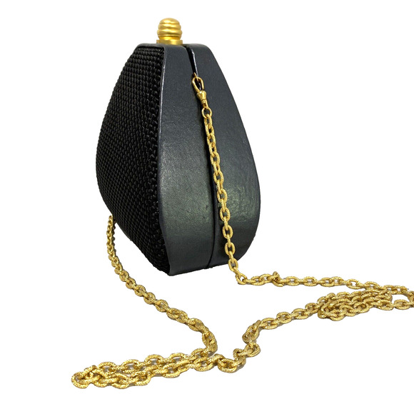 Inge Christopher Box Style Bag Black Woven Leather Convertible Clutch Purse - Picture 3 of 12